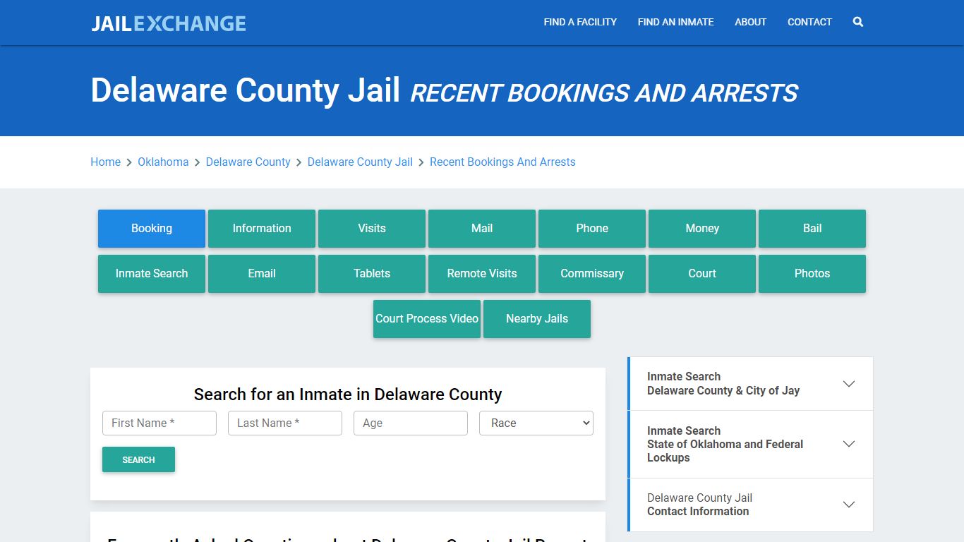 Delaware County Jail OK Recent Arrests and Bookings - Jail Exchange