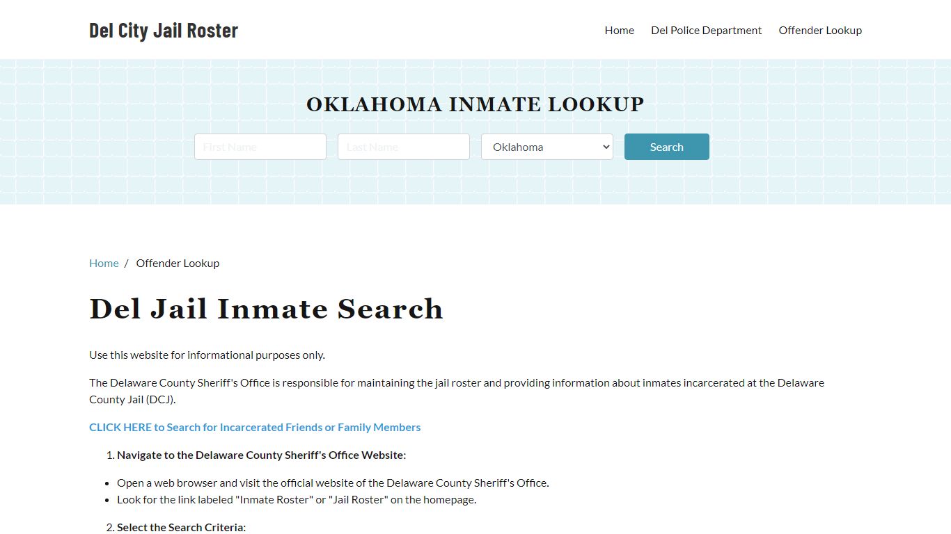 Del, OK Detainee Lookup - Del City Jail